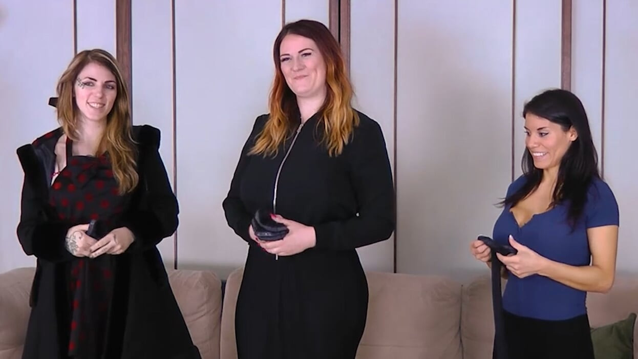 Naughty Living Room Pantyhose Strip Tease with Three Vixens - Full XXX Movies | ePornHIT.