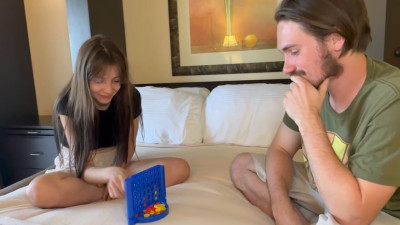 Seductive Connect 4 Challenge with a Scorching Brunette Babe